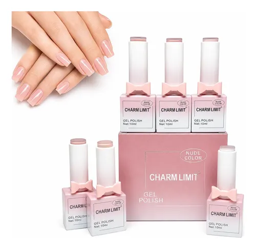 1 Pack De 6 Esmaltes Semipermanentes Charm Uv 10ml Moda Nude