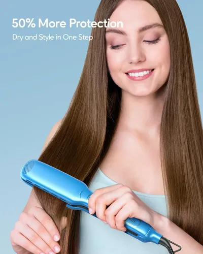 Plancha De Pelo Wavytalk 1.7  Titanio Húmedo A Seco (azul) Azul