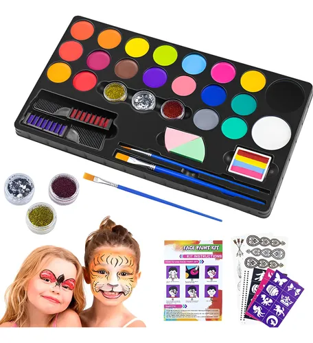 Juego De Bandejas De 20 Pinturas For Rostro Y Cuerpo