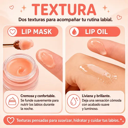 Kit Labial Mely Mascarilla Y Aceite Hidratante Durazno