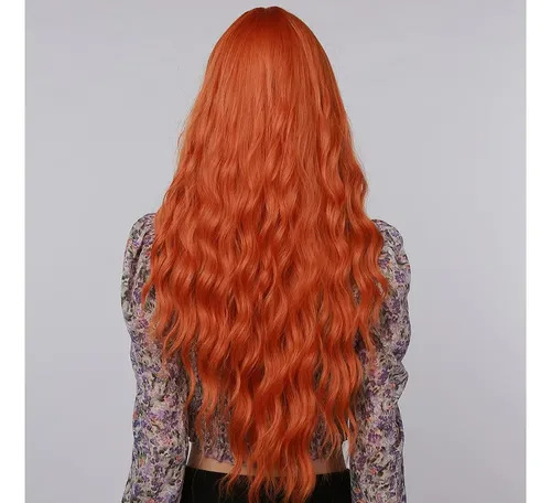 ** Pelucas Cosplay Naturales Largas Onduladas Mujer Naranja