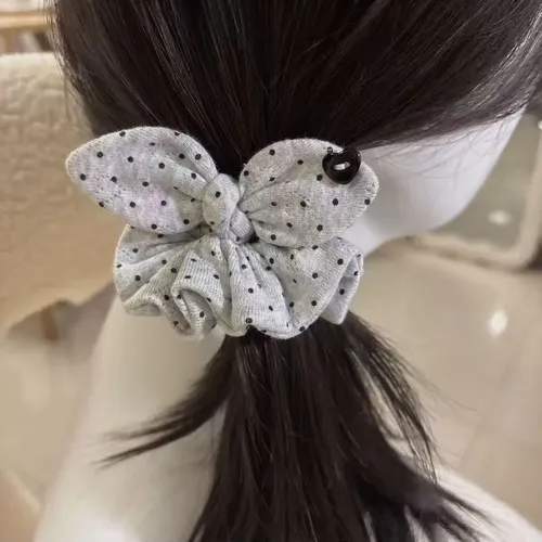 Hair Tie With Korean Polka Dot Bow And Co Bun