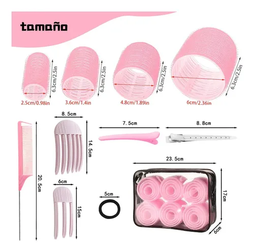54pzs Hair Rulo Tubos Plástica Para Cabello Autoadheribles