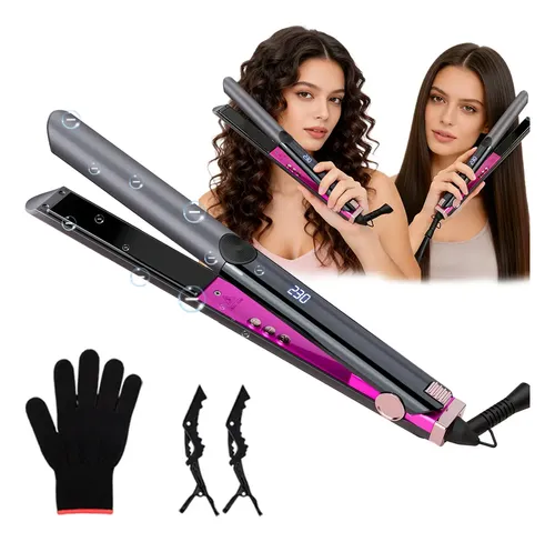 Plancha De Cabello Alisador Y Rizador 2 En 1 Cerámica 15temp