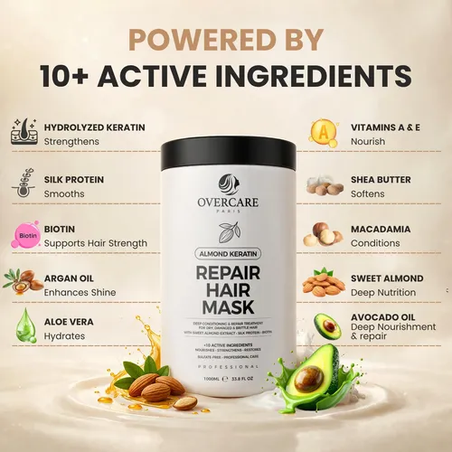 Mascarilla Capilar Overcare 1000ml Almendra Y Queratina  R