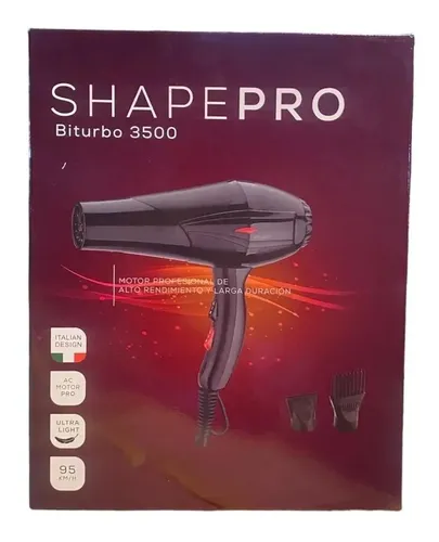 Secador de Pelo Profesional Shape Biturbo 3500 Negro 2100W Pro con Aire Frío