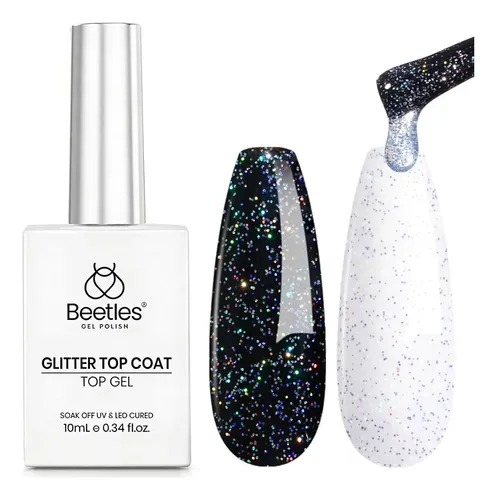 Capa Superior De Gel Iridiscente Beetles Plateada 10 Ml