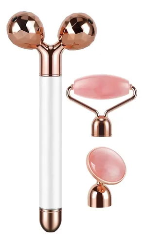 Masaje Facial 3-en-1 Dangshan Jade Roller Rose Quartz