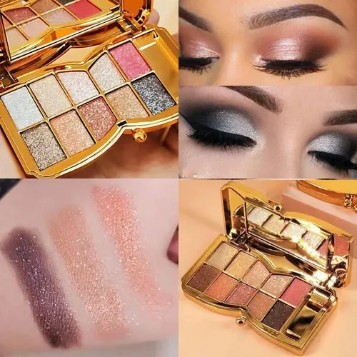 Paleta Glitter De Sombras Oro 10 Colores Resistente