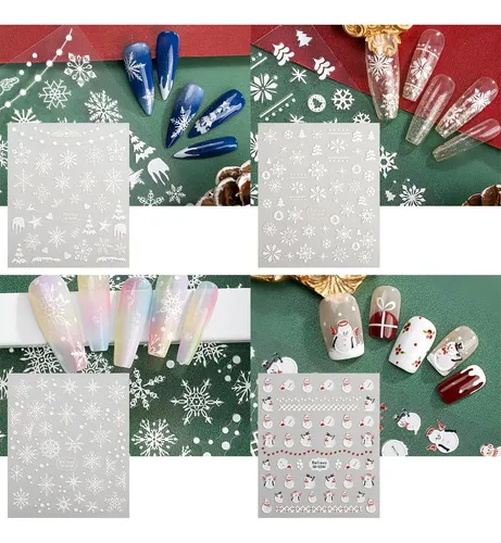 Pegatinas Navideñas Para Decoración De Uñas Grabadas En 5 Di