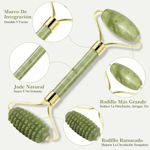 Masajeador De Jade Y Rodillo Facial | Masajeador Facial Jade