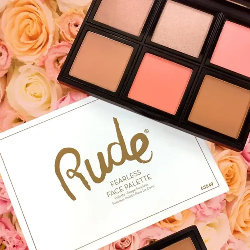 Paleta Contorno Rubor Iluminador Fearless Face Palette Rude Cosmetics 6 Tonos