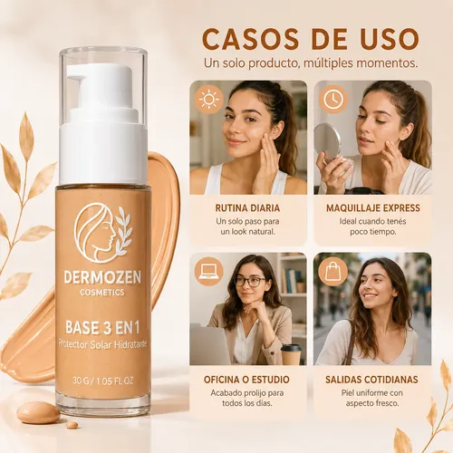 Base 3 En 1 Adaptable Hidratante Corrector Protector Solar