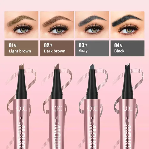 Lápiz De Cejas 4 Puntas Qic Black Brown