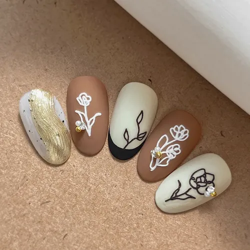 Pegatinas De Uñas Con Rosas Pintadas A Mano En Relieve