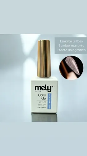 Esmalte Color Gel Holográfico Brillos Semipermanente Mely