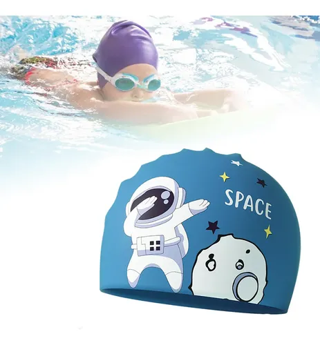 Gorro De Baño Para Niños Con Dibujos Animados De Azul
