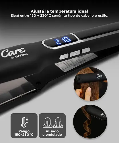 Planchita De Pelo Care By Gadnic Nano Titanio Temperatura Regulable Liso Extremo