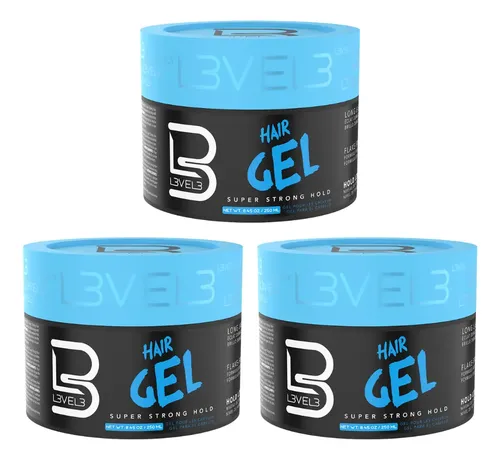 Level 3 Hair Gel Super Strong Fijación Fuerte F3 250g X3