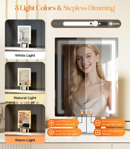 Espejo De Maquillaje Gospire Hollywood Recargable Con Aument