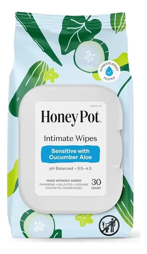 Toallitas Íntimas The Honey Pot Company, Aloe Pepino, 30