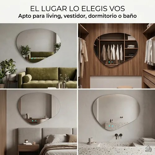 Espejo Forma Curva Diseño Digital Luz Led Tactil Baño 60×80