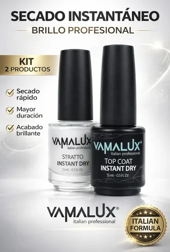 Kit Esmalte Uñas Vamalux Stratto Top Coat Instant Dry 15ml