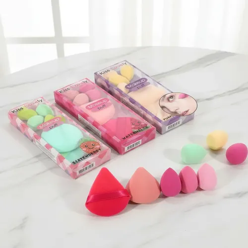 Set 6 Mini Esponjas Para Base Polvo Maquillaje Profesional Color