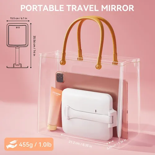 Espejo De Maquillaje Auxmir 30x Con Luz Led Plegable Blanco
