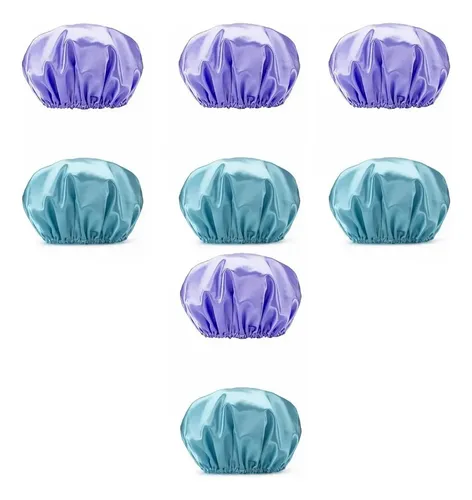 8×gorros Baño Ducha Doble Capa Impermeable Reutilizable Azul