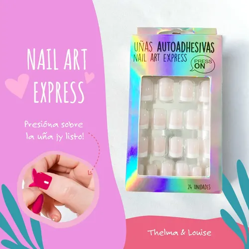 Uñas Autoadhesivas Press On Con Pegamento Reutilizables
