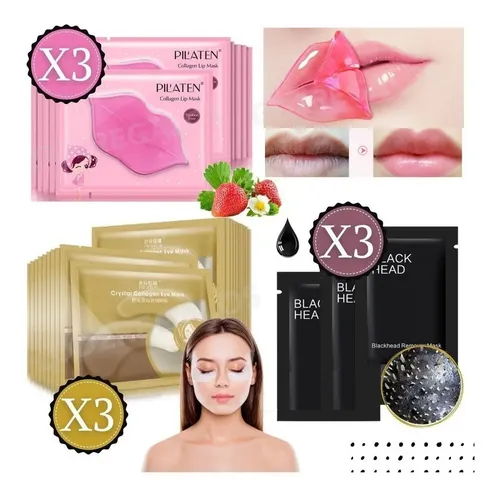 Kit X9 Mascarillas Para Puntos Negros Ojeras Y Labios Oferta