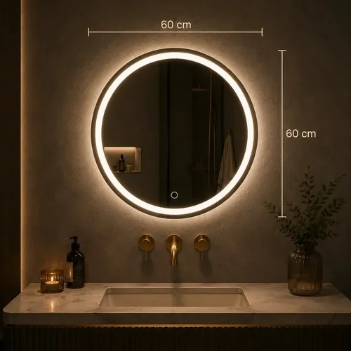 Espejo Inteligente Redondo Luz Led 60cm Sensor Presencia Dec Luz Cálida