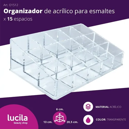 Organizador Acrílico Para Esmalte Maquillaje X15 Div O1512