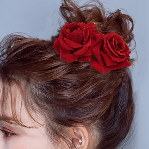 3x Broche Flor Rosa Para Pelo Flamenco Danzarín