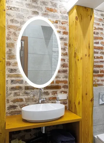 Espejo Led Ovalado Tactil Touch 20w Calido 60x80cm Dabor