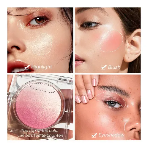 Kyda Colorete En Polvo Rosa, Iluminador Facial Rosa…