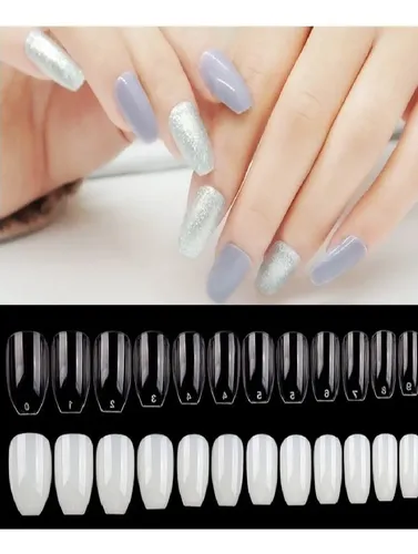 200 Uñas Postizas Enteras Transparentes Coffin Profes Ydnis