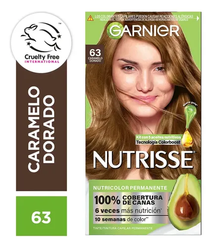 Kit Tintura Permanente Nutrisse Tono 63 Caramelo Dorado Garnier