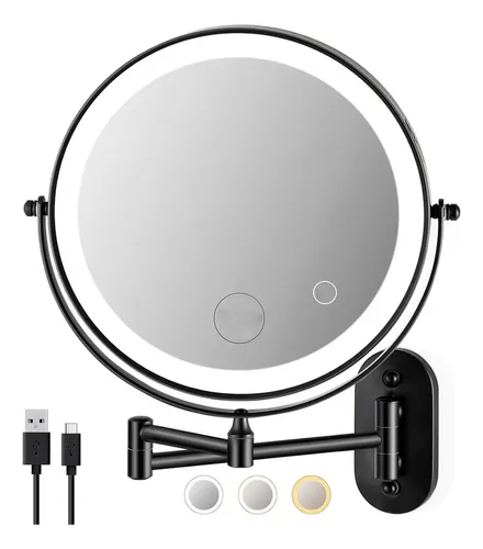 Espejo De Aumento Con Luces 1x/15x Recargable: 8,5 Pulgadas