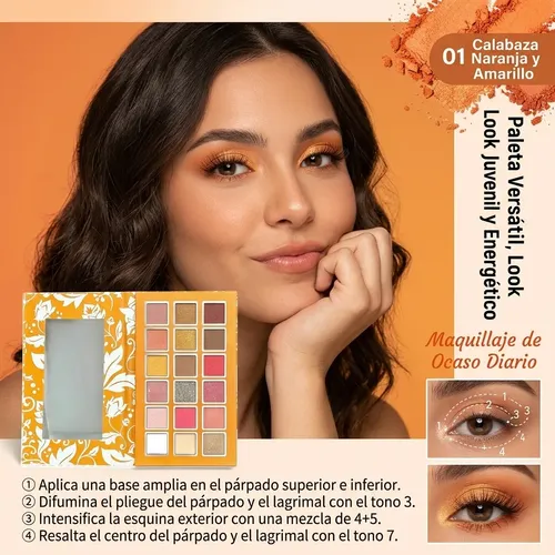 Paleta De Sombras Ojos 18 Tonos Arena Cálida Mate Y Brillo