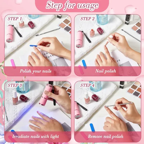 Mini Lámpara De Uñas Led Uv Portátil Con Limas Y Empujador