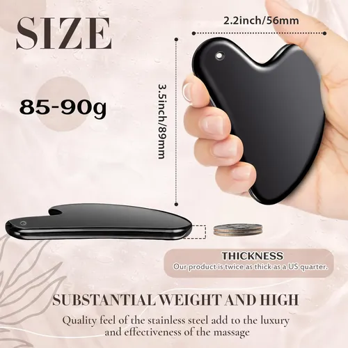 Gua Sha Facial Nuanchu Acero Inoxidable Corazón Negro
