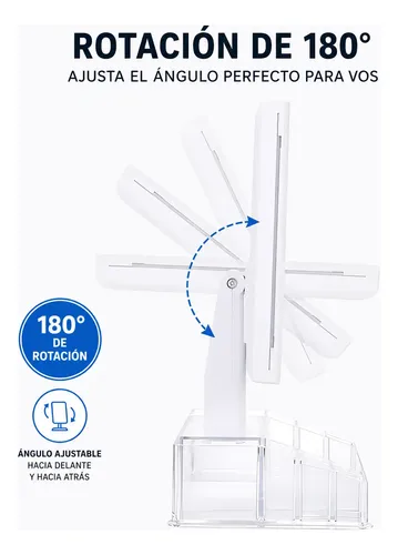 Espejo Maquillaje Led Tríptico Recargable Táctil 3 Aumentos