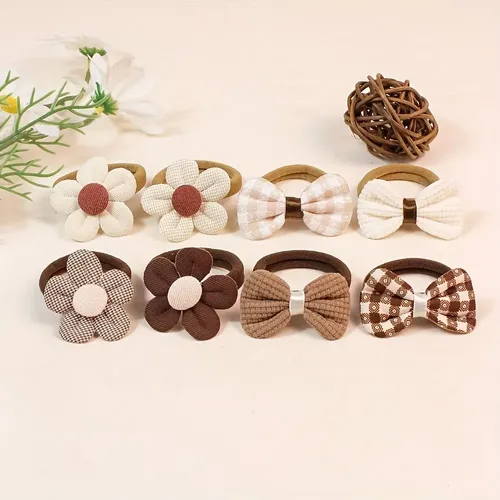 S- 16 Flores For Niñas Con Lazos Y Anillos De Pelo ,