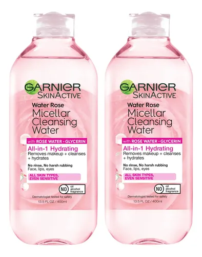 Agua Micelar Garnier Rosa 400ml Hidratante Vegano 2 Pzs