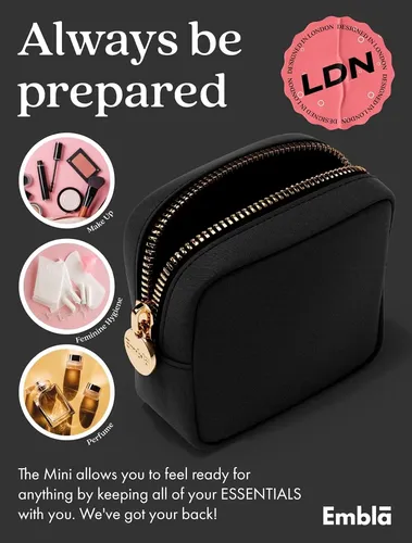 Bolsa De Maquillaje Embla, Bolsa De Nailon Con Cierre, Negra