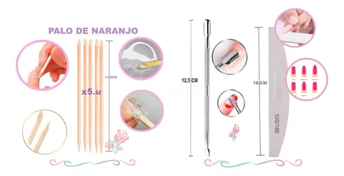 Kit Removedor Wipes Broches Repujador Lima Manicura Esmalte