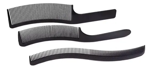 Peines Curvos Peluquería Barbería Negro 3 Piezas