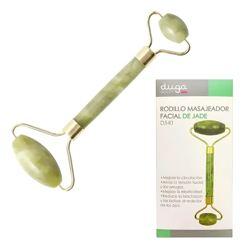 Roller Jade Masajeador Facial Cuello Rodillo Piedra Duga